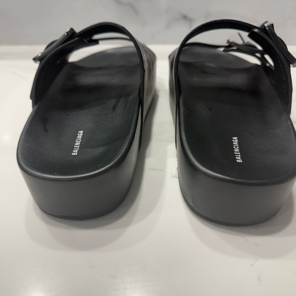 Balenciaga Mallorca Platform Black Leather Sandal Slides - Picture 3 of 7